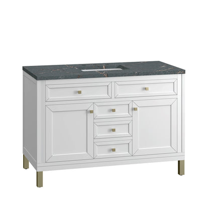 Chicago 48" Single Vanity, Glossy White, w/ 3 CM Parisien Bleu Silestone® Top, view 12