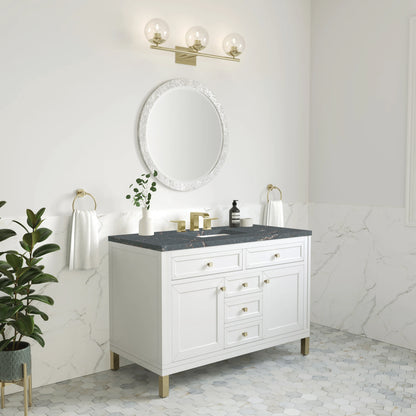 Chicago 48" Single Vanity, Glossy White, w/ 3 CM Parisien Bleu Silestone® Top, view 5