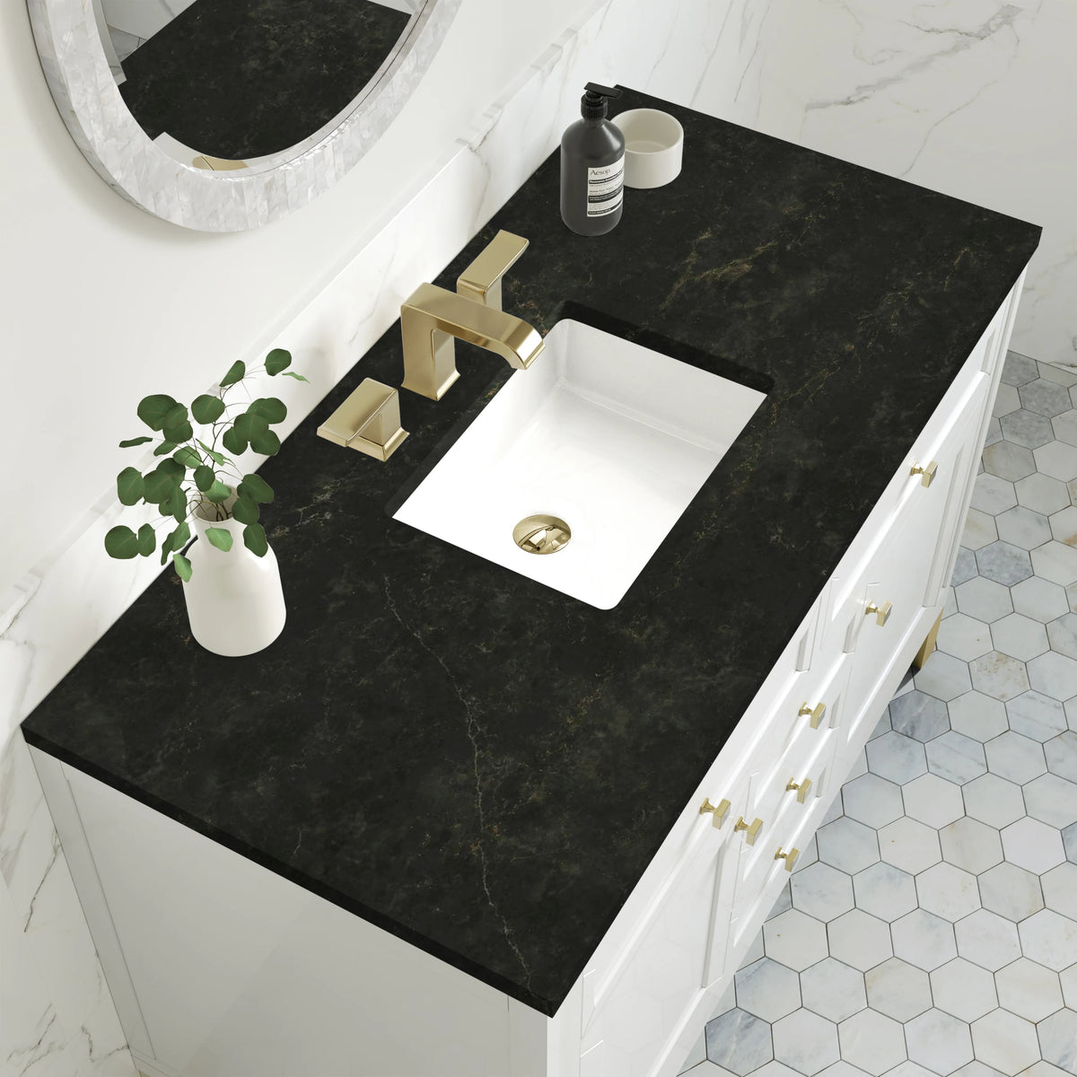 Chicago 48" Single Vanity, Glossy White, w/ 3 CM Phantome Eclos Top, view 10