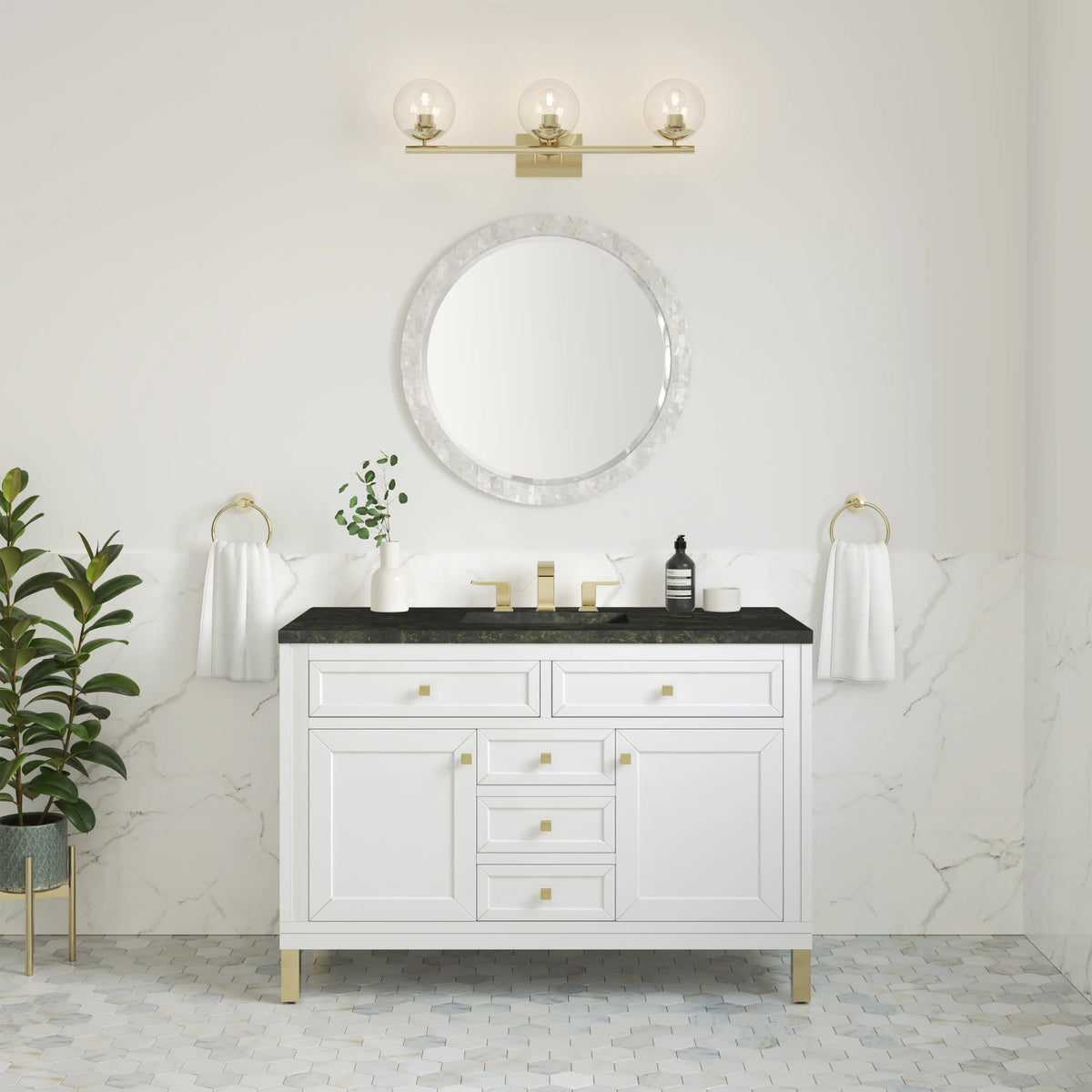 Chicago 48" Single Vanity, Glossy White, w/ 3 CM Phantome Eclos Top, view 5
