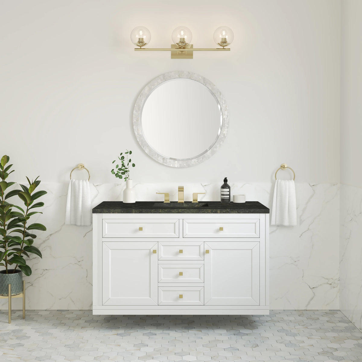 Chicago 48" Single Vanity, Glossy White, w/ 3 CM Phantome Eclos Top, view 6