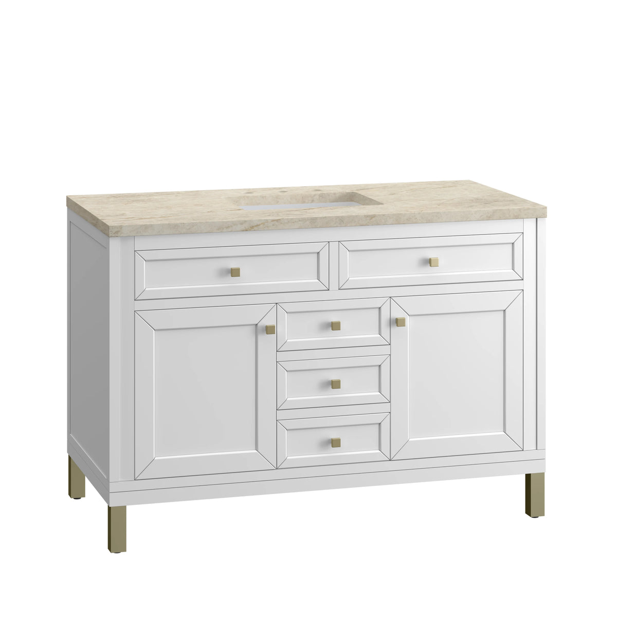 Chicago 48" Single Vanity, Glossy White, w/ 3 CM Tajnar Eclos Top, view 14