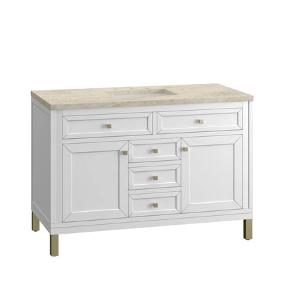 Chicago 48" Single Vanity, Glossy White, w/ 3 CM Tajnar Eclos Top, view 14