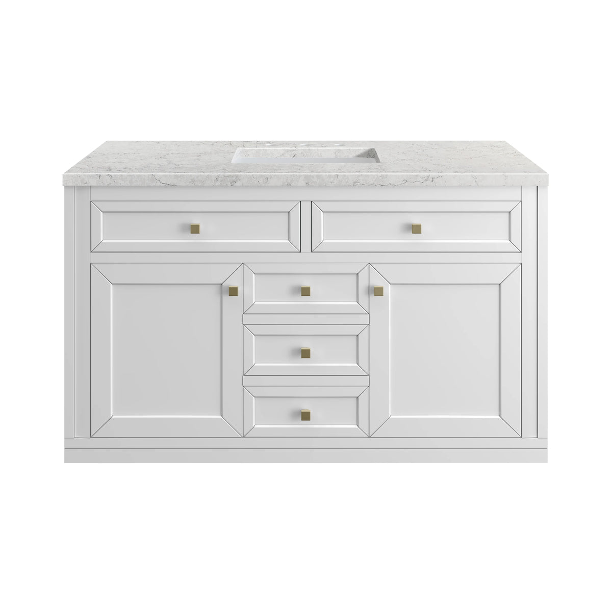 Chicago 48" Single Vanity, Glossy White, w/ 3 CM Eternal Jasmine Pearl Silestone® Top w/FreePower Wireless Charger