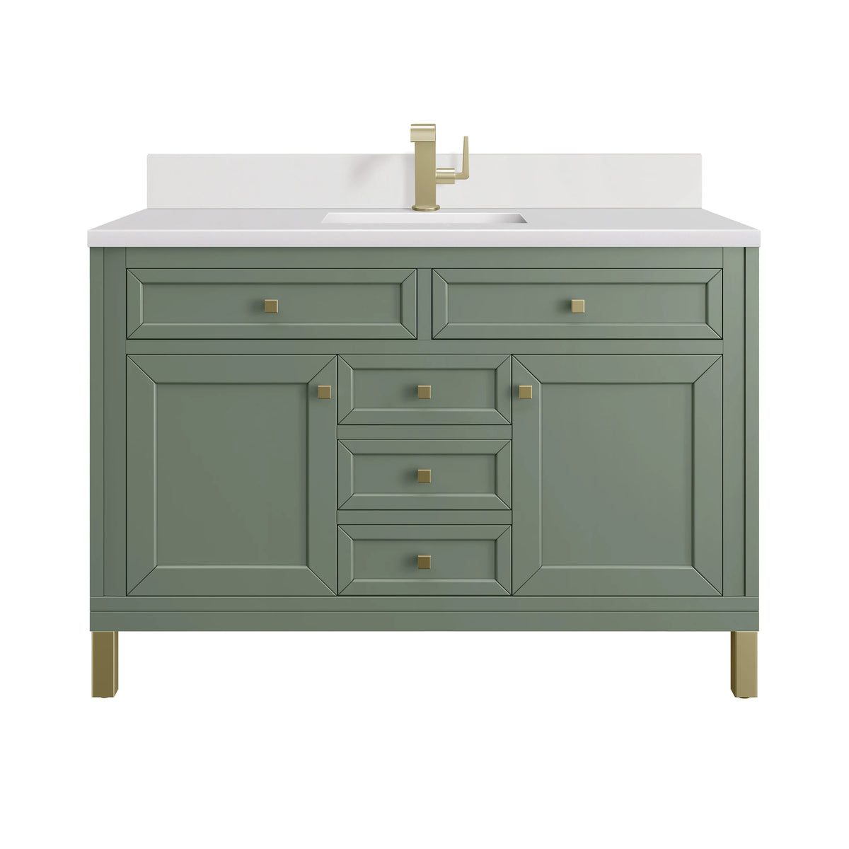 Chicago 48" Single Vanity, Smokey Celadon, w/ Single Hole 3CM White Zeus Silestone® Top & Backsplash
