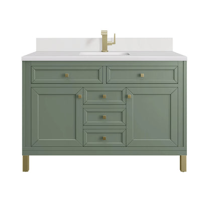 Chicago 48" Single Vanity, Smokey Celadon, w/ Single Hole 3CM White Zeus Silestone® Top & Backsplash