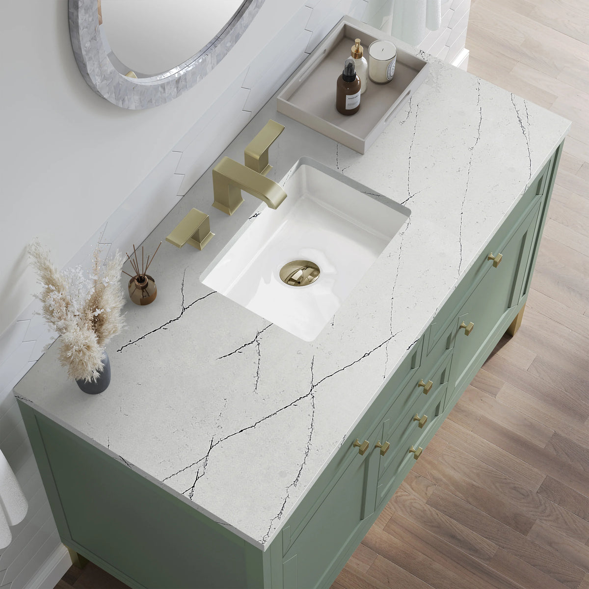 Chicago 48" Single Vanity, Smokey Celadon, w/ 3 CM Ethereal Noctis Silestone® Top, view 8