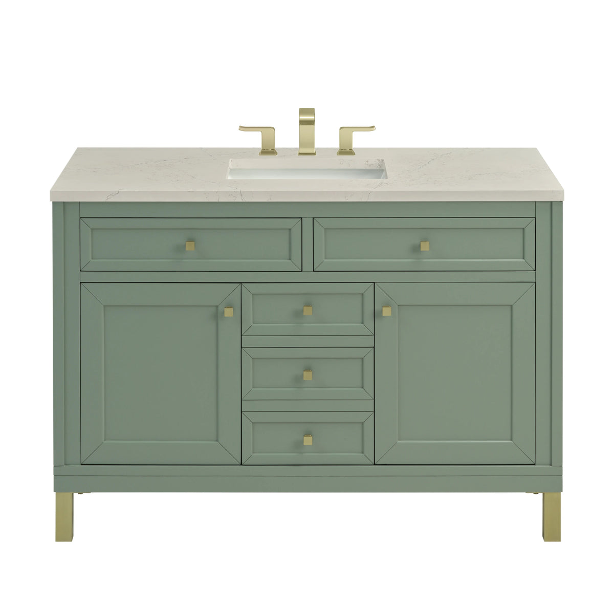 Chicago 48" Single Vanity, Smokey Celadon, w/ 3 CM Siberian Silestone Top