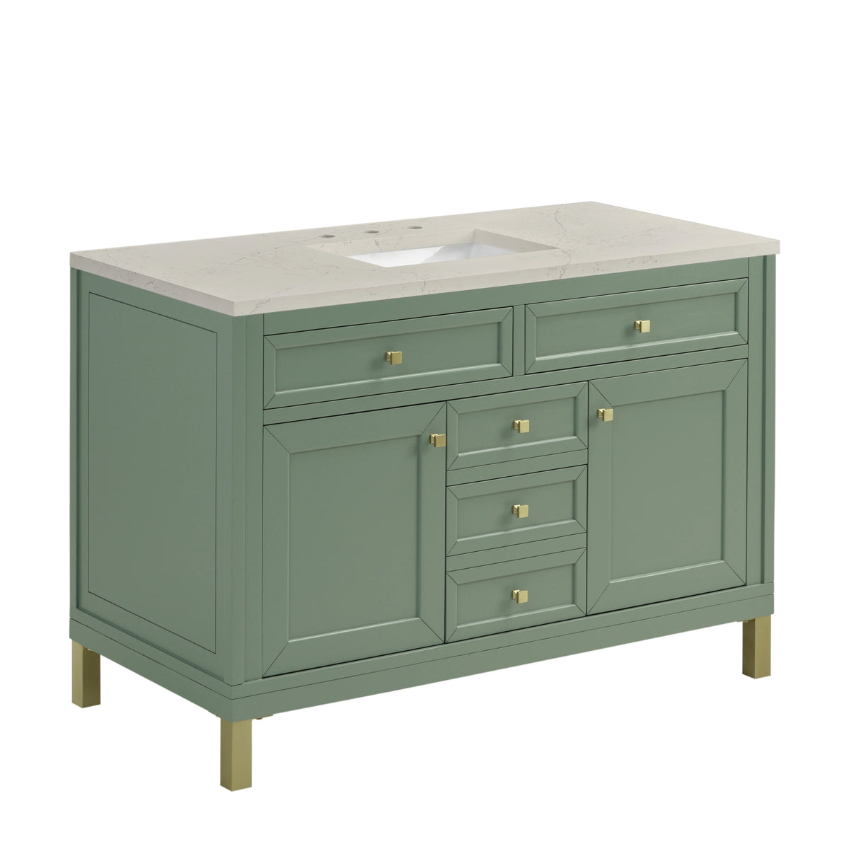 Chicago 48" Single Vanity, Smokey Celadon, w/ 3 CM Siberian Silestone Top, view 9