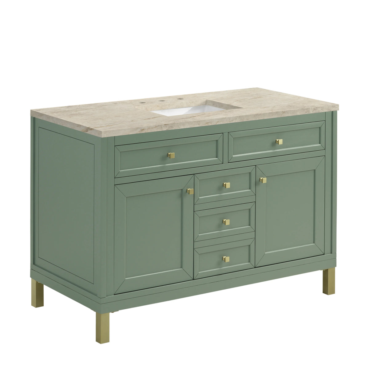 Chicago 48" Single Vanity, Smokey Celadon, w/ 3 CM Tajnar Eclos Top, view 9