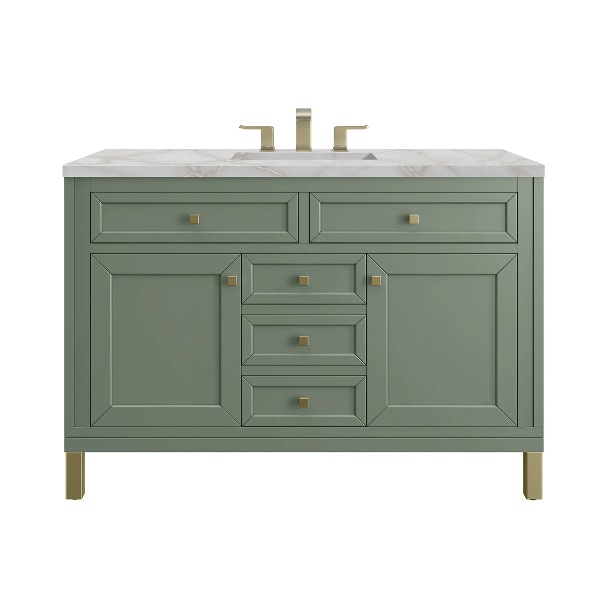 Chicago 48" Single Vanity, Smokey Celadon, w/ 3 CM Victorian Silver Silestone® Top