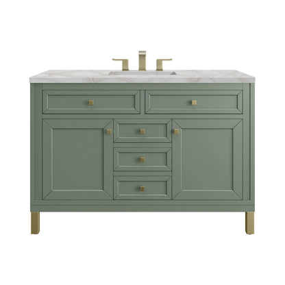 Chicago 48" Single Vanity, Smokey Celadon, w/ 3 CM Victorian Silver Silestone® Top
