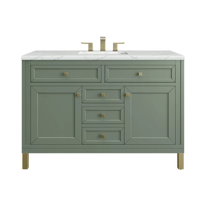 Chicago 48" Single Vanity, Smokey Celadon, w/ 3 CM Ethereal Noctis Silestone® Top w/FreePower Wireless Charger