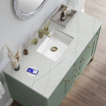 Chicago 48" Single Vanity, Smokey Celadon, w/ 3 CM Ethereal Noctis Silestone® Top w/FreePower Wireless Charger, view 11
