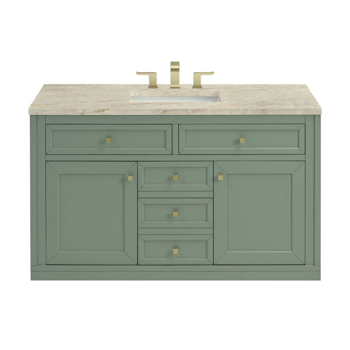 Chicago 48" Single Vanity, Smokey Celadon, w/ 3 CM Tajnar Eclos Top w/FreePower Wireless Charger, view 2