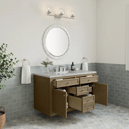 Chicago 48" Single Vanity, Walnut Whisper, w/ 3 CM Eternal Jasmine Pearl Silestone® Top, view 12