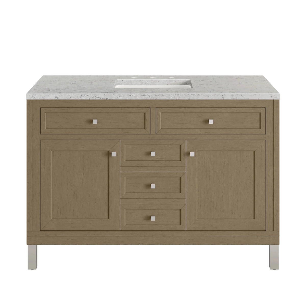 Chicago 48" Single Vanity, Walnut Whisper, w/ 3 CM Eternal Jasmine Pearl Silestone® Top, view 2