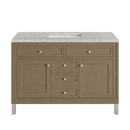 Chicago 48" Single Vanity, Walnut Whisper, w/ 3 CM Eternal Jasmine Pearl Silestone® Top, view 2