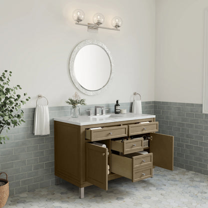 Chicago 48" Single Vanity, Walnut Whisper, w/ 3 CM Ethereal Noctis Silestone® Top, view 11