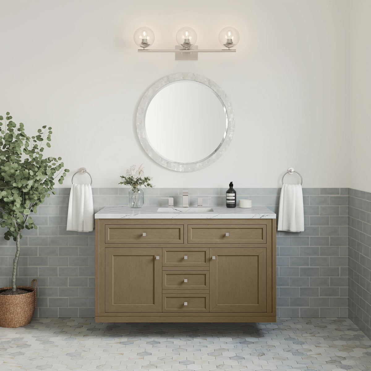 Chicago 48" Single Vanity, Walnut Whisper, w/ 3 CM Ethereal Noctis Silestone® Top, view 8