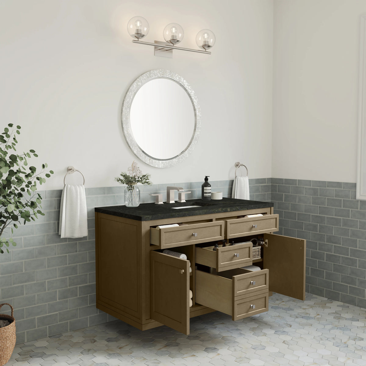 Chicago 48" Single Vanity, Walnut Whisper, w/ 3 CM Phantome Eclos Top, view 10