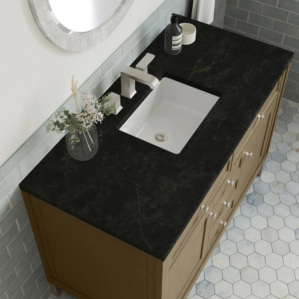 Chicago 48" Single Vanity, Walnut Whisper, w/ 3 CM Phantome Eclos Top, view 12