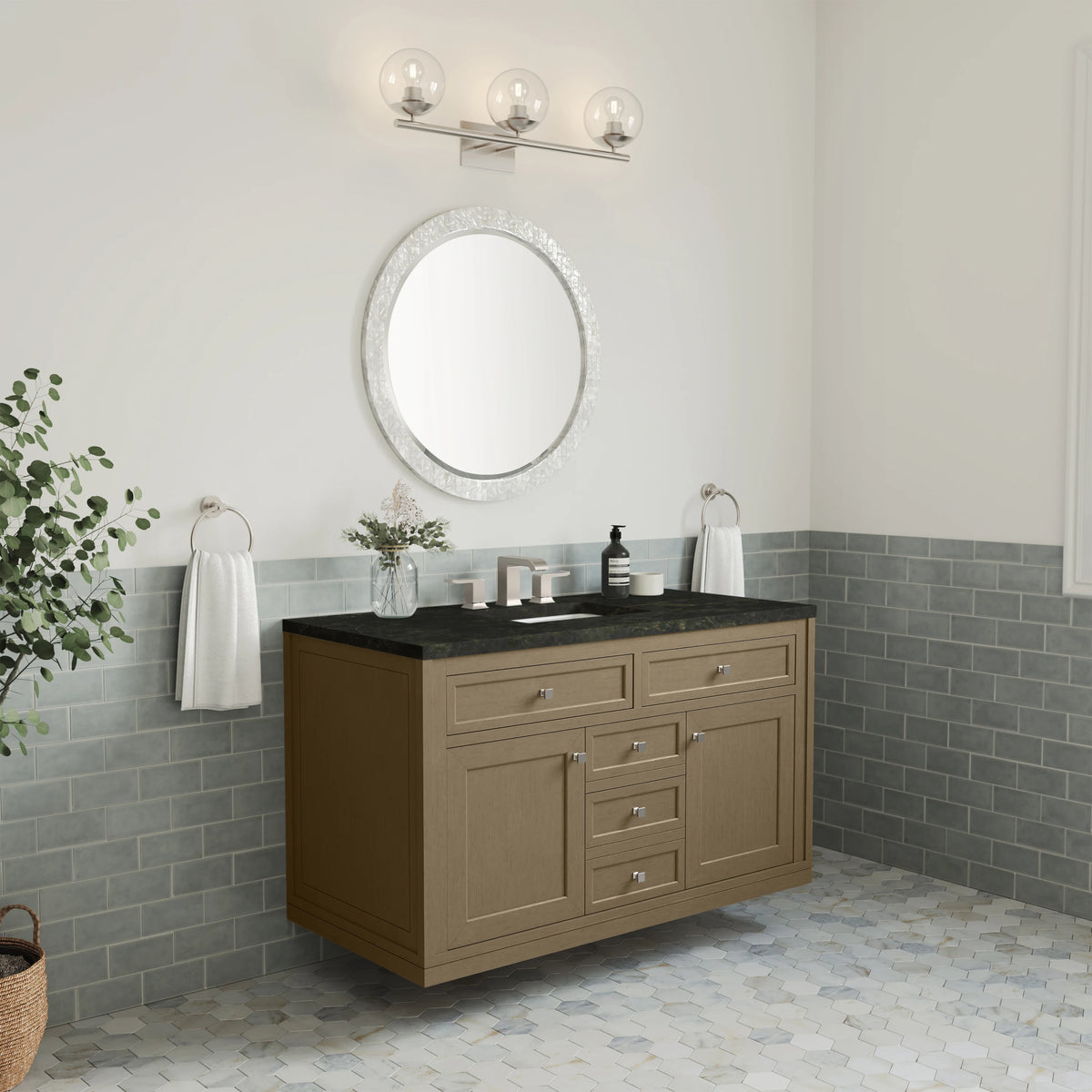 Chicago 48" Single Vanity, Walnut Whisper, w/ 3 CM Phantome Eclos Top, view 8
