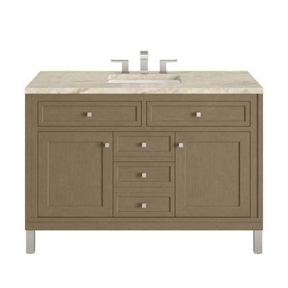 Chicago 48" Single Vanity, Walnut Whisper, w/ 3 CM Tajnar Eclos Top