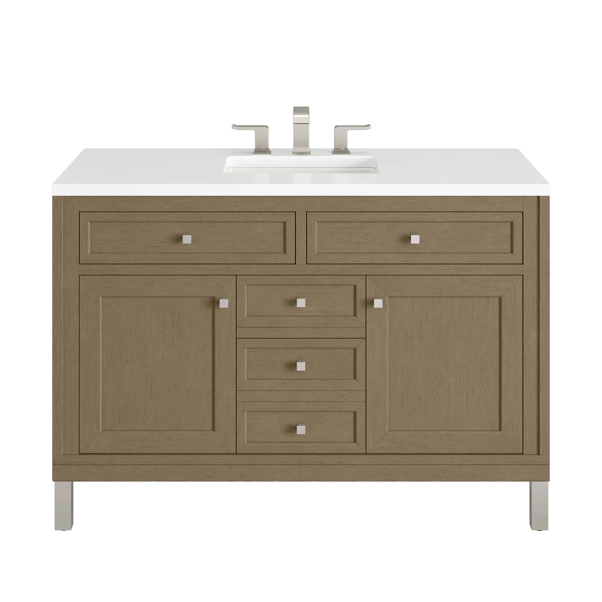 Chicago 48" Single Vanity, Walnut Whisper, w/ 3 CM White Zeus Silestone® Top