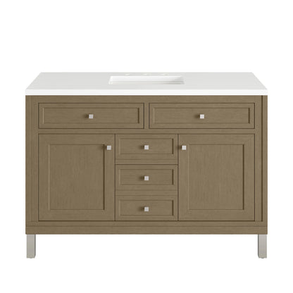 Chicago 48" Single Vanity, Walnut Whisper, w/ 3 CM White Zeus Silestone® Top, view 2