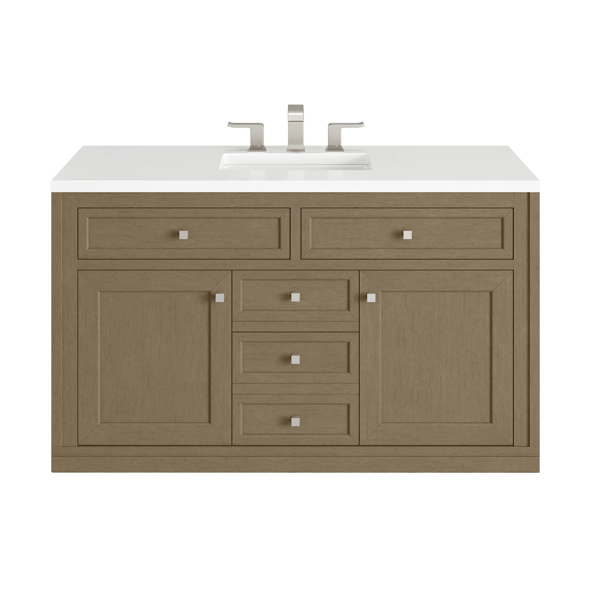 Chicago 48" Single Vanity, Walnut Whisper, w/ 3 CM White Zeus Silestone® Top, view 3