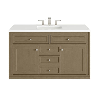 Chicago 48" Single Vanity, Walnut Whisper, w/ 3 CM White Zeus Silestone® Top, view 3
