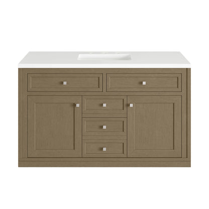 Chicago 48" Single Vanity, Walnut Whisper, w/ 3 CM White Zeus Silestone® Top, view 4