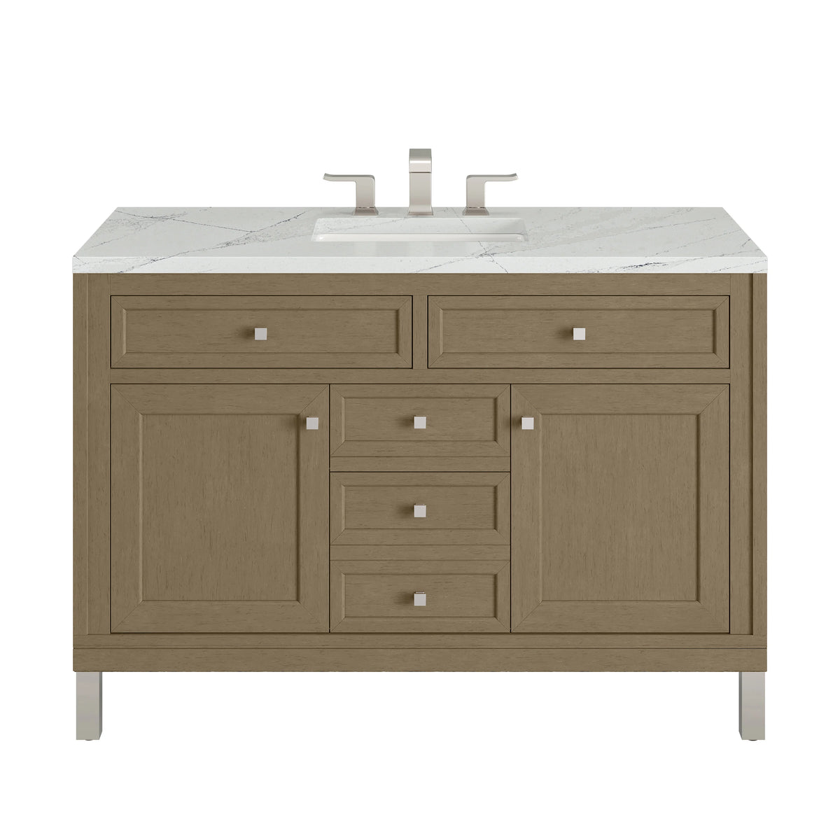 Chicago 48" Single Vanity, Walnut Whisper, w/ 3 CM Ethereal Noctis Silestone® Top w/FreePower Wireless Charger