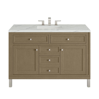 Chicago 48" Single Vanity, Walnut Whisper, w/ 3 CM Ethereal Noctis Silestone® Top w/FreePower Wireless Charger