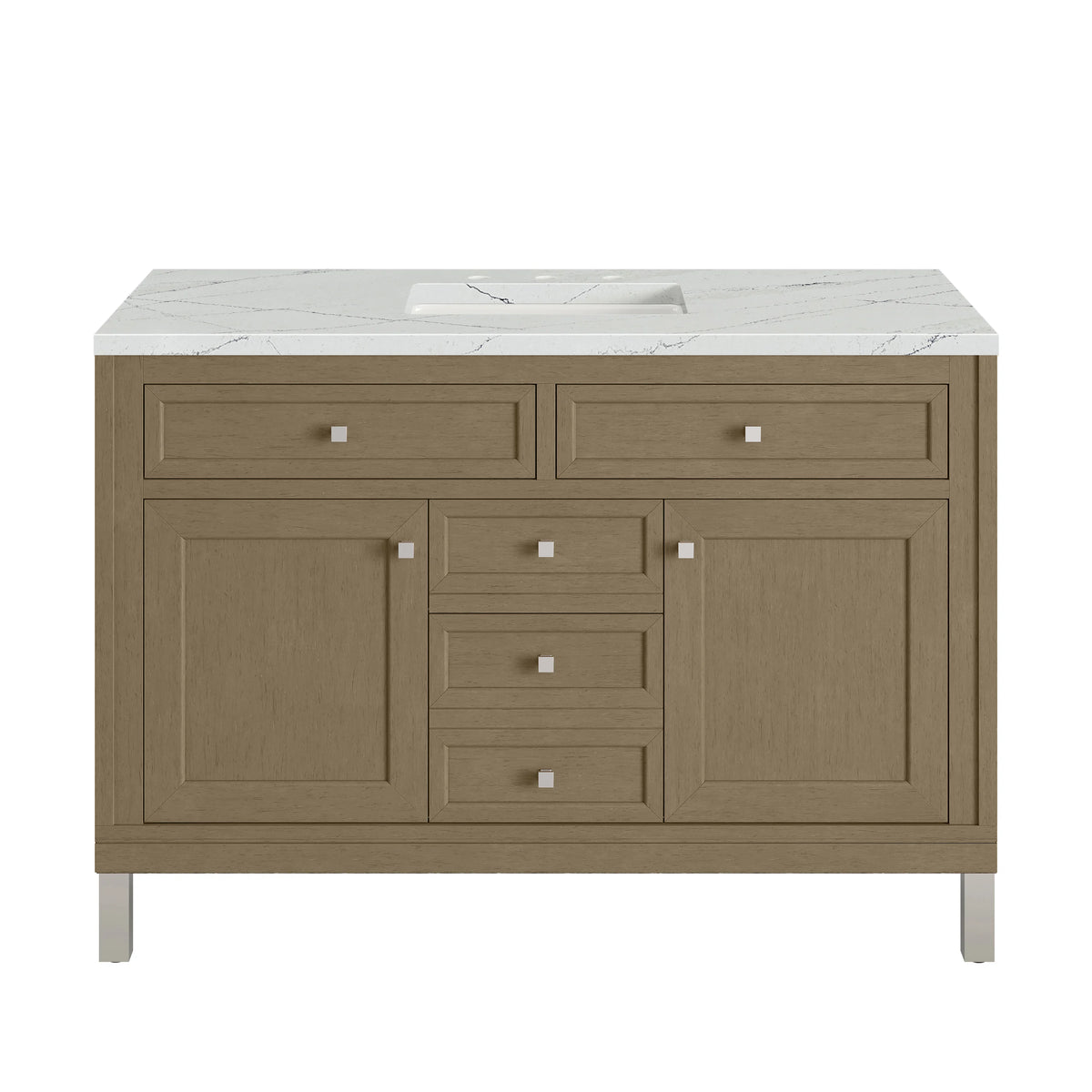 Chicago 48" Single Vanity, Walnut Whisper, w/ 3 CM Ethereal Noctis Silestone® Top w/FreePower Wireless Charger, view 2