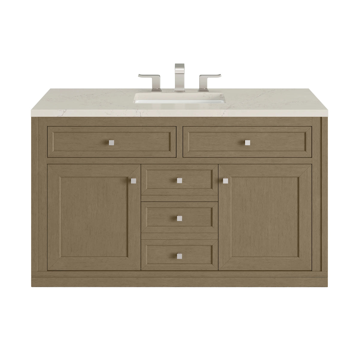 Chicago 48" Single Vanity, Walnut Whisper, w/ 3 CM Siberian Silestone Top w/FreePower Wireless Charger, view 2