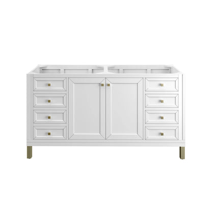 Chicago 60" Double Vanity, Glossy White, w/ 3 CM Charcoal Soapstone Silestone® Top, view 7