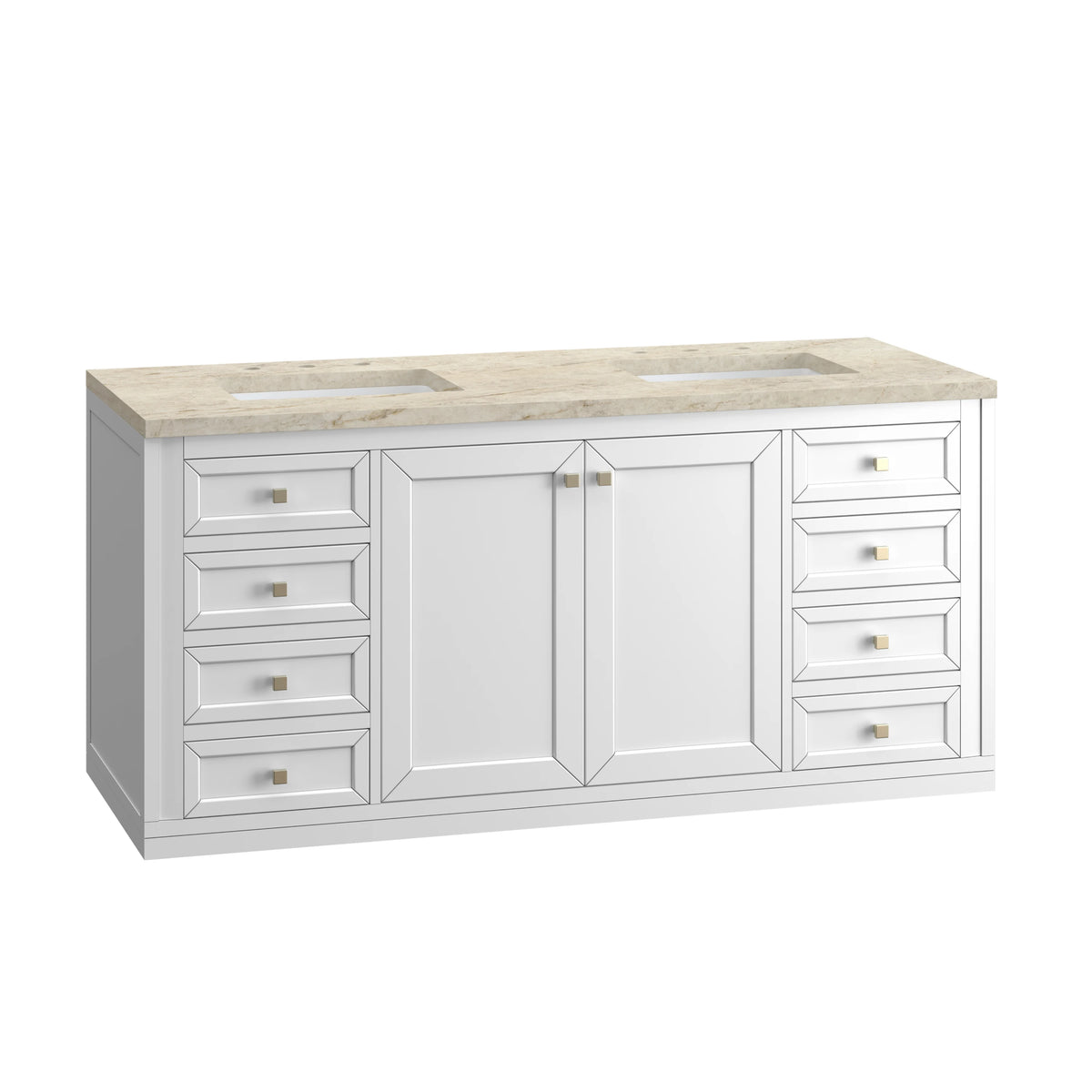 Chicago 60" Double Vanity, Glossy White, w/ 3 CM Tajnar Eclos Top, view 15