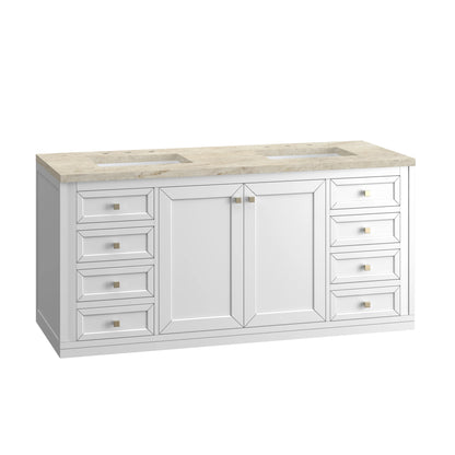 Chicago 60" Double Vanity, Glossy White, w/ 3 CM Tajnar Eclos Top, view 15