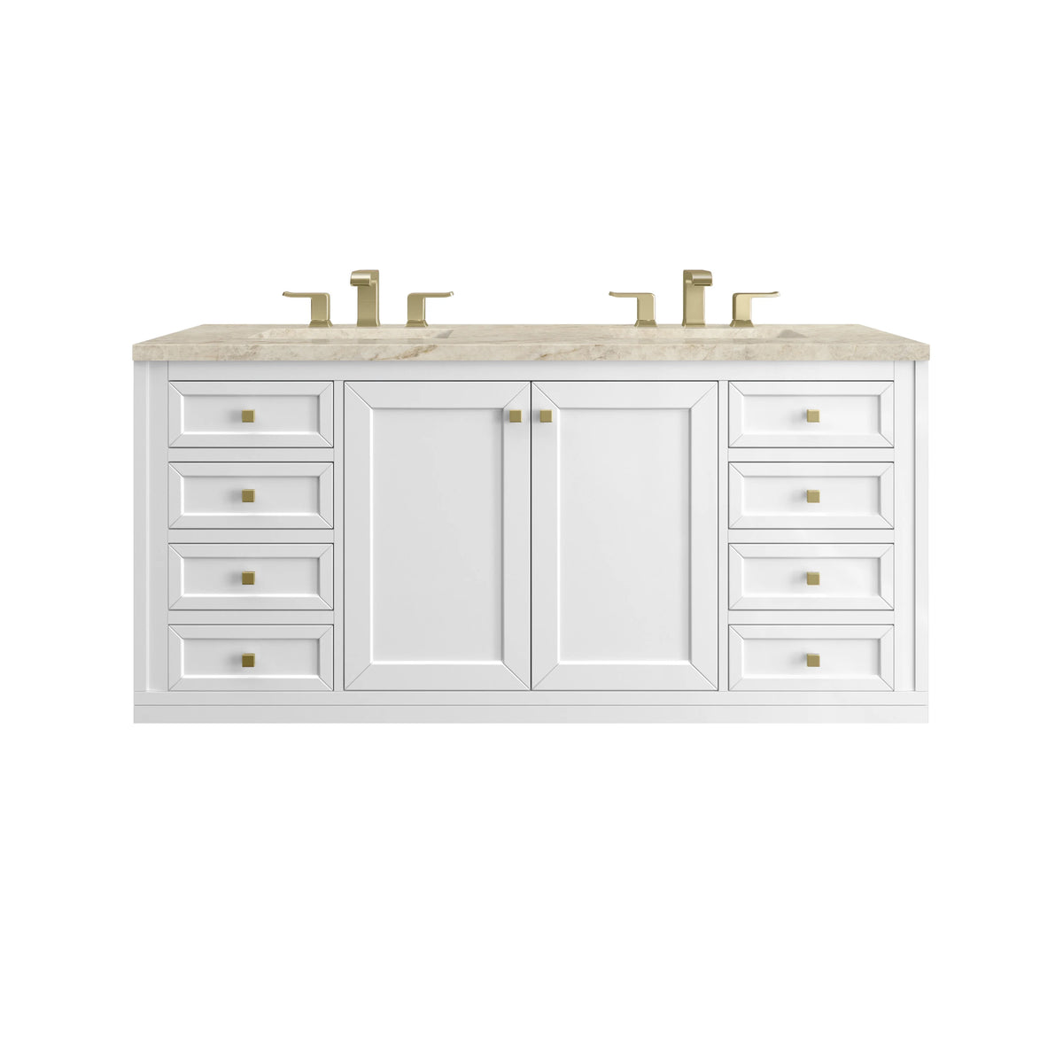 Chicago 60" Double Vanity, Glossy White, w/ 3 CM Tajnar Eclos Top, view 2