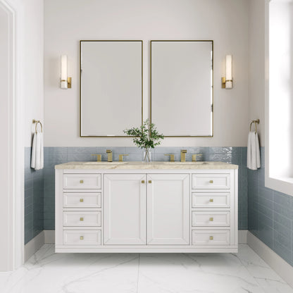 Chicago 60" Double Vanity, Glossy White, w/ 3 CM Tajnar Eclos Top w/FreePower Wireless Charger, view 8