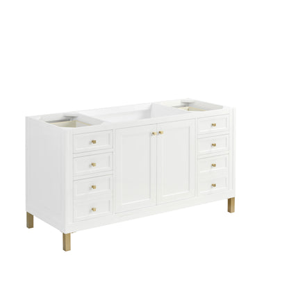 Chicago 60" Single Vanity, Glossy White, w/ 3 CM Ethereal Noctis Silestone® Top, view 2