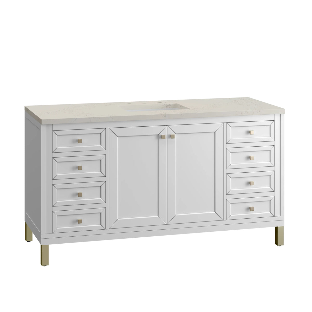 Chicago 60" Single Vanity, Glossy White, w/ 3 CM Siberian Silestone Top, view 14