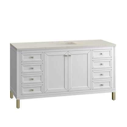 Chicago 60" Single Vanity, Glossy White, w/ 3 CM Siberian Silestone Top, view 14