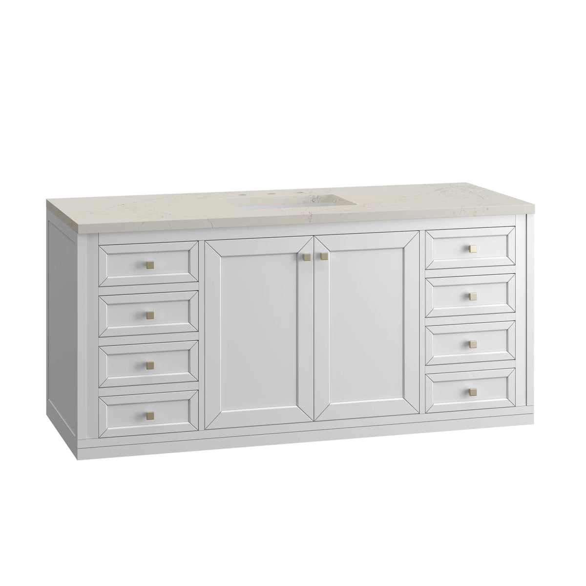 Chicago 60" Single Vanity, Glossy White, w/ 3 CM Siberian Silestone Top, view 15