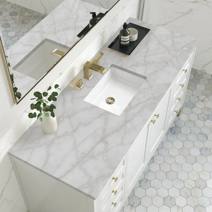 Chicago 60" Single Vanity, Glossy White, w/ 3 CM Victorian Silver Silestone® Top, view 8