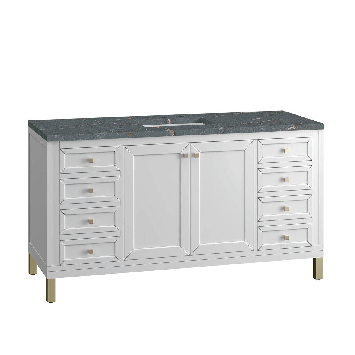 Chicago 60" Single Vanity, Glossy White, w/ 3 CM Parisien Bleu Silestone® Top w/FreePower Wireless Charger, view 14