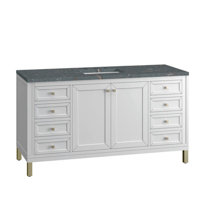 Chicago 60" Single Vanity, Glossy White, w/ 3 CM Parisien Bleu Silestone® Top w/FreePower Wireless Charger, view 14