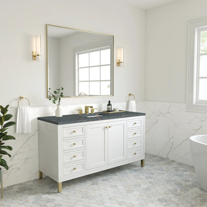 Chicago 60" Single Vanity, Glossy White, w/ 3 CM Parisien Bleu Silestone® Top w/FreePower Wireless Charger, view 8
